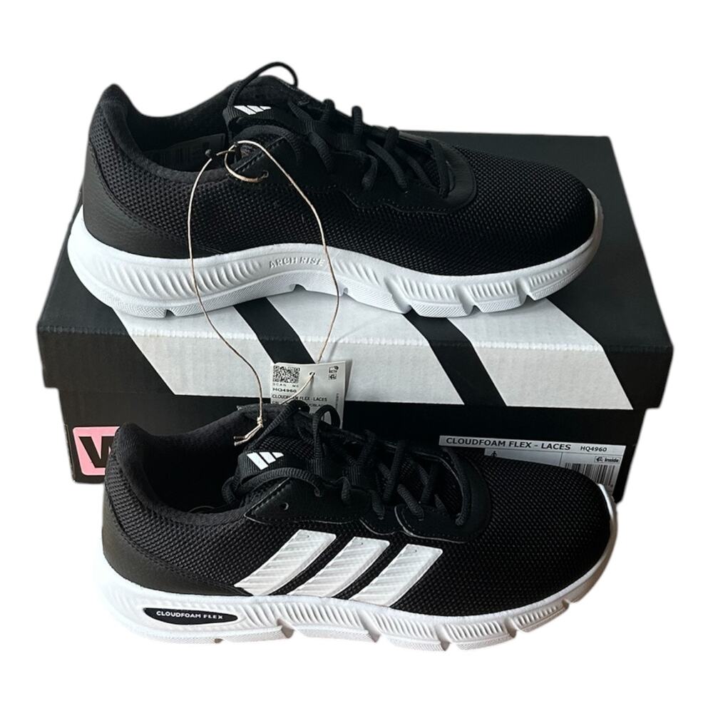Adidas Women's Cloudfoam Flex Sneaker, Wide Fit, Black, Size 9